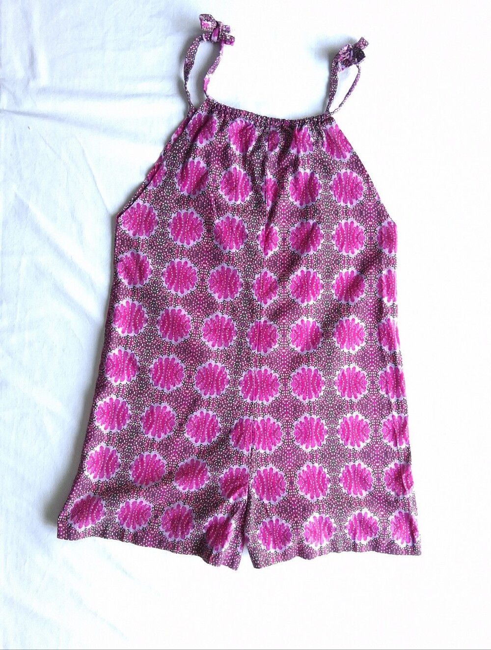 Romper Shorts Handmade Pink Purple Funky Geometric Boho Print